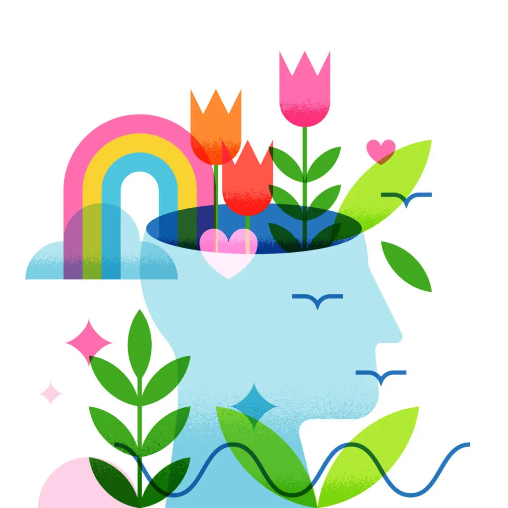 Illustration of positive attitude. Concept of accepting things as they are.